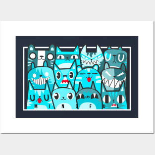 Doodle Cat Cyan META 12 Posters and Art